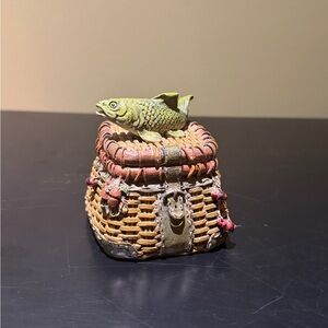 Decorative Fish Basket Figurine